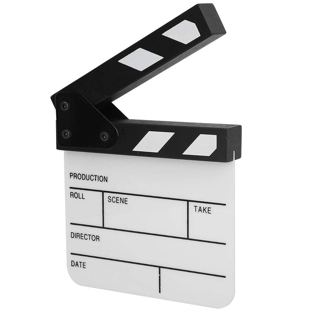 Movie Film Clap Board,Mini Durable Acrylic Director Scene Clapperboard Clapboard with Magnet Inside,Pen,for Shoot Prop/Advertisement/Home Decoration/Cosplay/Background