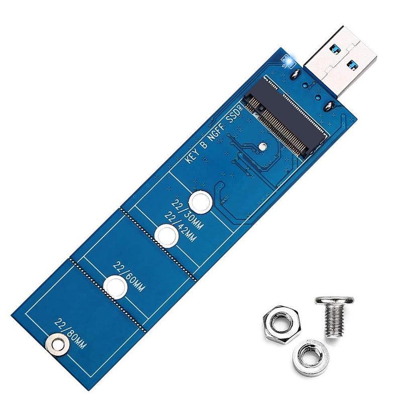 M.2 USB 3.0 Adapter, M.2 B Key Converter to USB 3.0 Reader Card as Portable External Hard Drive,Support SATA Based SSD 2230 2242 2260 2280