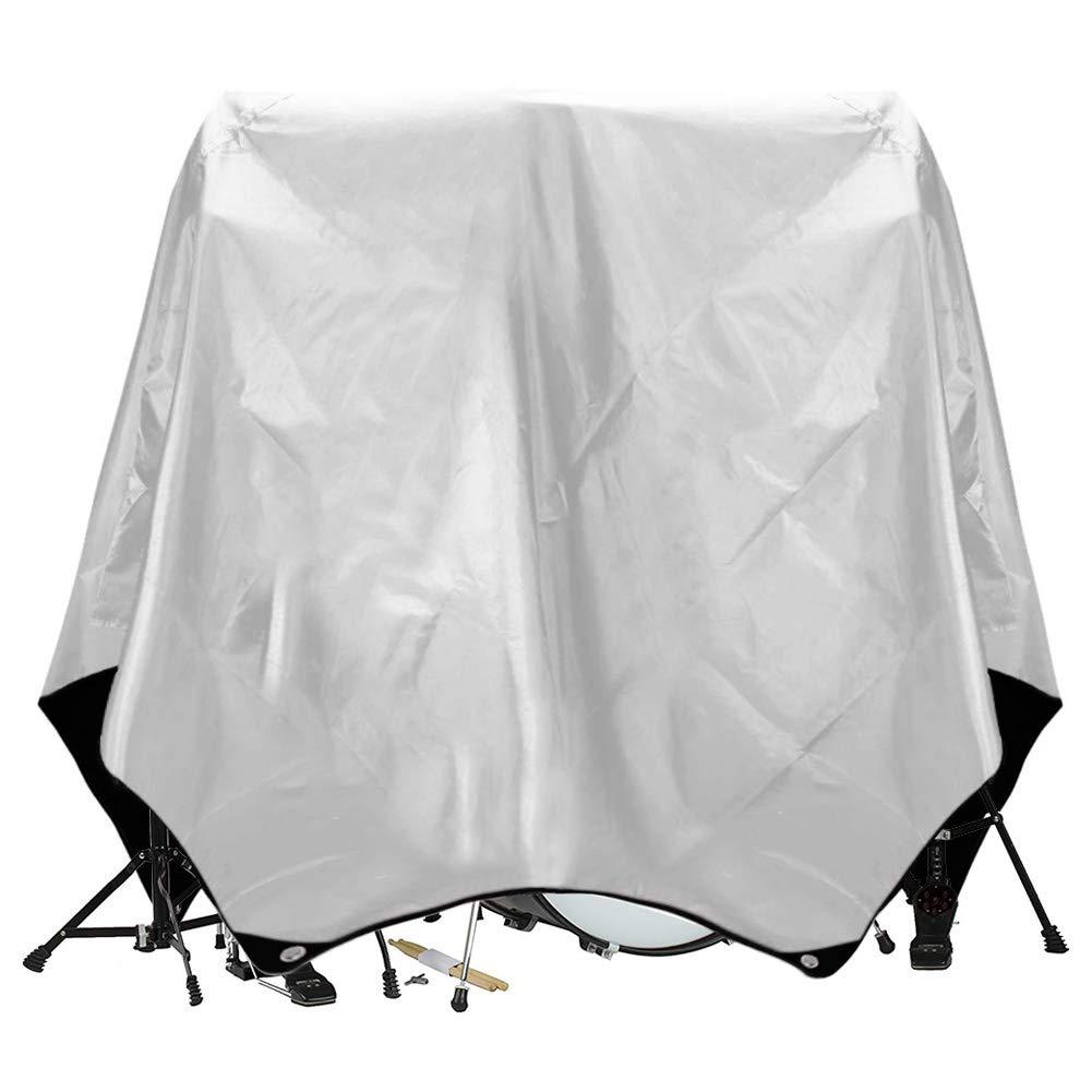 Drum Set CoverPVC Coating Drum Cover, Drum Accessories, Electric Drum Kit Cover with Sewn-in Weighted Corners, Drum Sets Accessories (80"x 108", white)