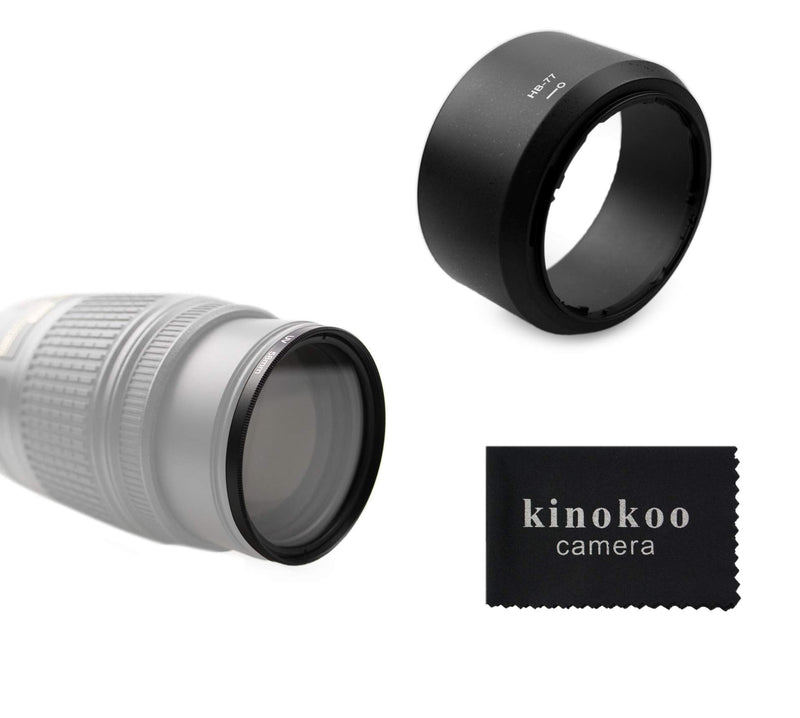 kinokoo 58mm UV Filter Camera Lens Accessories Kit for Nikon D5600/D5300/D3400/D3500, Protective UV Filter+Nikon AF-P DX NIKKOR 70-300mm f/4.5-6.3G VR (HB-77) Lens Reversible Lens Hood Kit (B) B