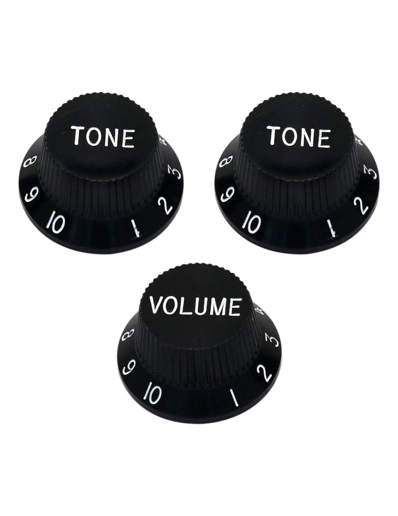 [AUSTRALIA] - Metallor Speed Control Knobs 1 Volume 2 Tone Fits Metric Pots Knobs Compatible with Fender Strat Stratocaster Style Electric Guitar Parts. (Black) Black 