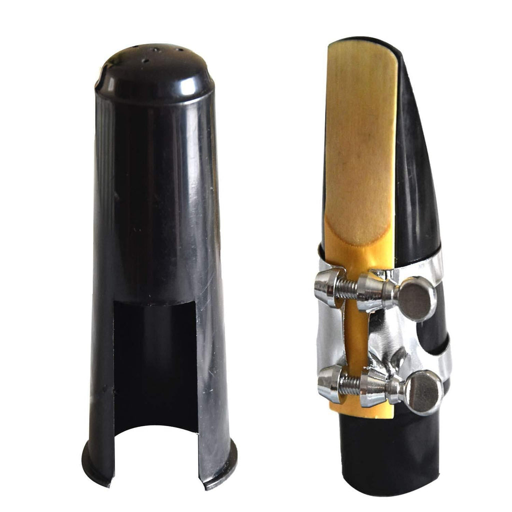 Black PVC Alto Saxophone Mouthpiece and Cap with Silver Brass Ligature