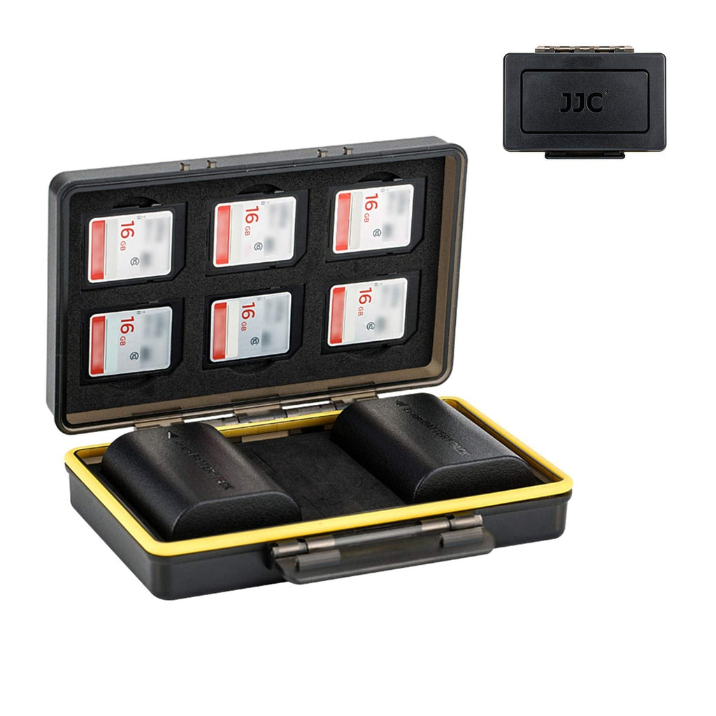 LP-E6 LP-E6N Battery Case, SD Card and Camera Battery Holder for 6 SD 2 Battery, Water-Resistant & Shockproof, Battery Storage Box for Canon EOS R5C R5 R6 R 5D Mark IV 5D Mark III II 6D Mark II 6 SD Slots+2 Battery Slots