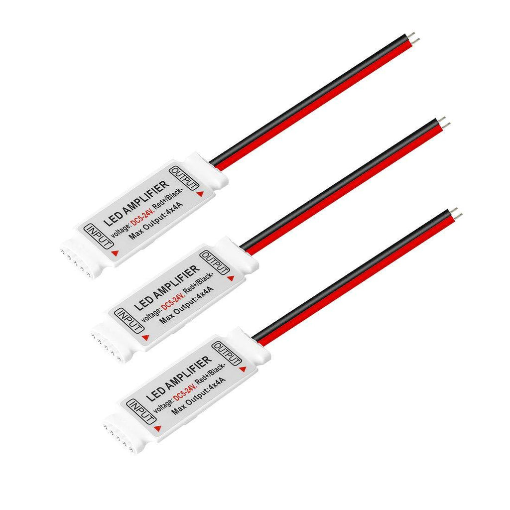 [AUSTRALIA] - BTF-LIGHTING 3PCS RGB/RGBW 5050 LED Strip Mini Amplifier Controller Work with 4pin/5pin DC12V/DC24V 5050SMD LED Strip 