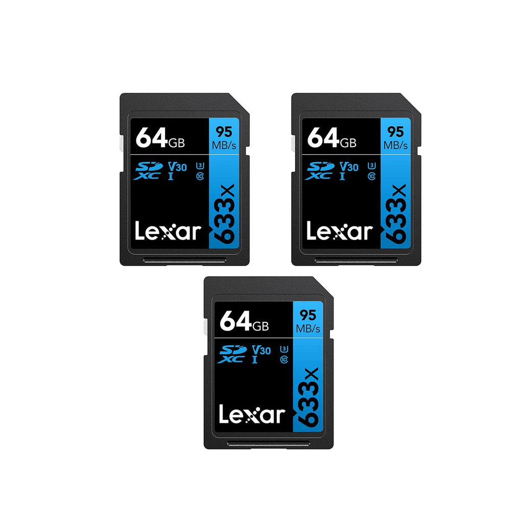 Lexar LSD64GCB1NL633 Professional 633x 64GB USH-1 Class 10 SDXC Memory Card (3-Pack) 3-Pack