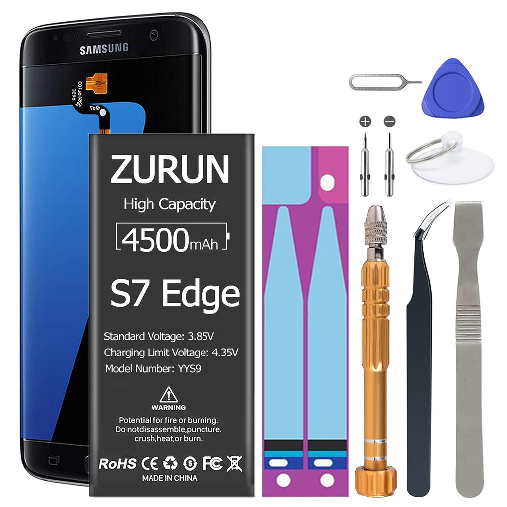 Galaxy S7 Edge Battery Upgraded ZURUN 4500mAh Li-Polymer Battery EB-BG935ABE Replacement for Galaxy S7 Edge G935 G935V G935A G935T G935P with Screwdriver Tool Kit [2 Year Warranty]