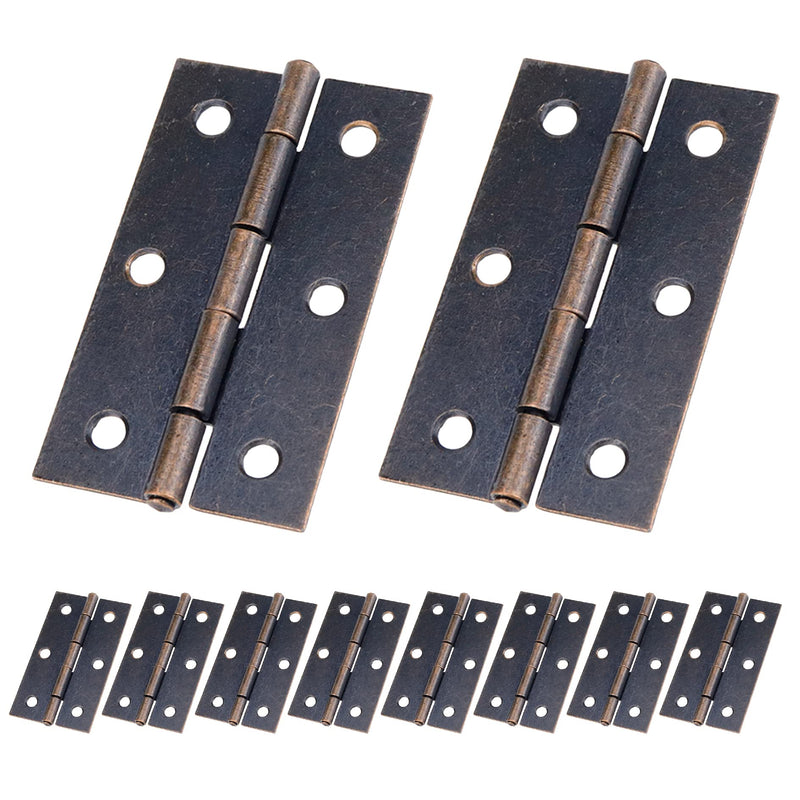 T Tulead Hinges Small Box Hinges Iron Door Hinges Furniture Hardware Hinges Heavy Duty 2.4"x1.5",Red Bronze,10PCS with Mounting Screws Red Bronze,2.4"x1.5",10pcs