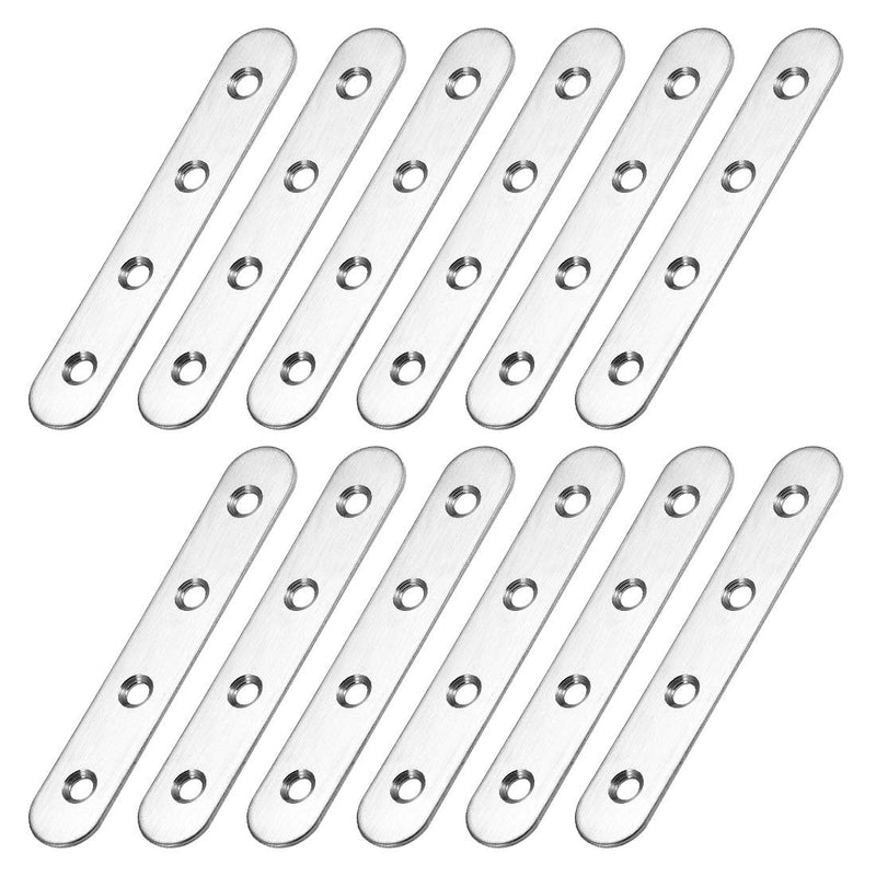 uxcell Repair Plate, 100mm x 17mm, Flat Fixing Mending Bracket Connector with Screws, 12 Pcs