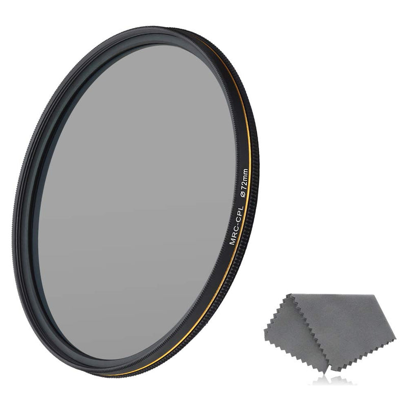 LENSKINS 72mm CPL Circular Polarizing Filter for Camera Lenses, 16-Layer Multi-Resistant Nano Coated, Ultra Slim, German Optics Glass, Weather-Sealed, Circular Polarizer Filter with Lens Cloth