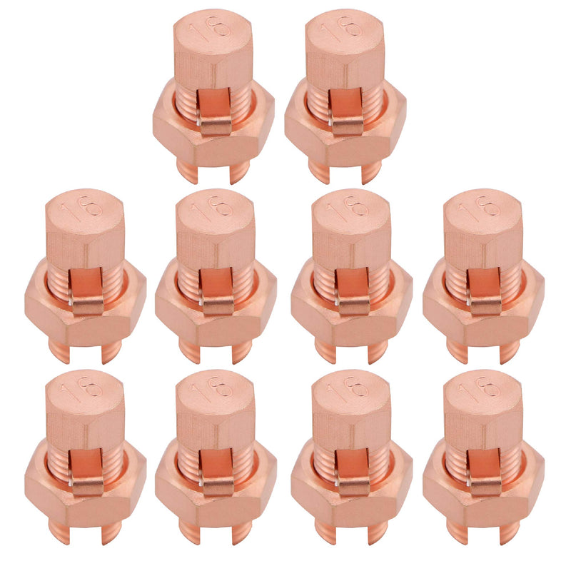 Kuejotty 10PCS Solid Copper Split Bolt Connector,Ground Wire Clamp-6AWG