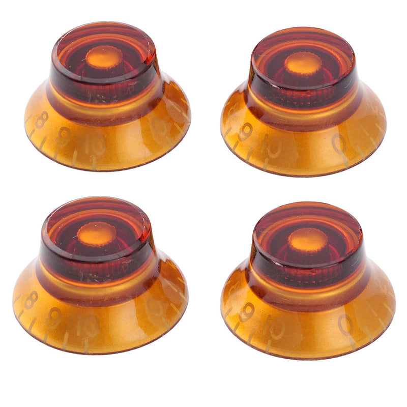 Musiclily Pro Imperial Inch Size Top Hat Bell Knobs Compatible with USA Made Les Paul SG Electric Guitar, Amber (Set of 4)