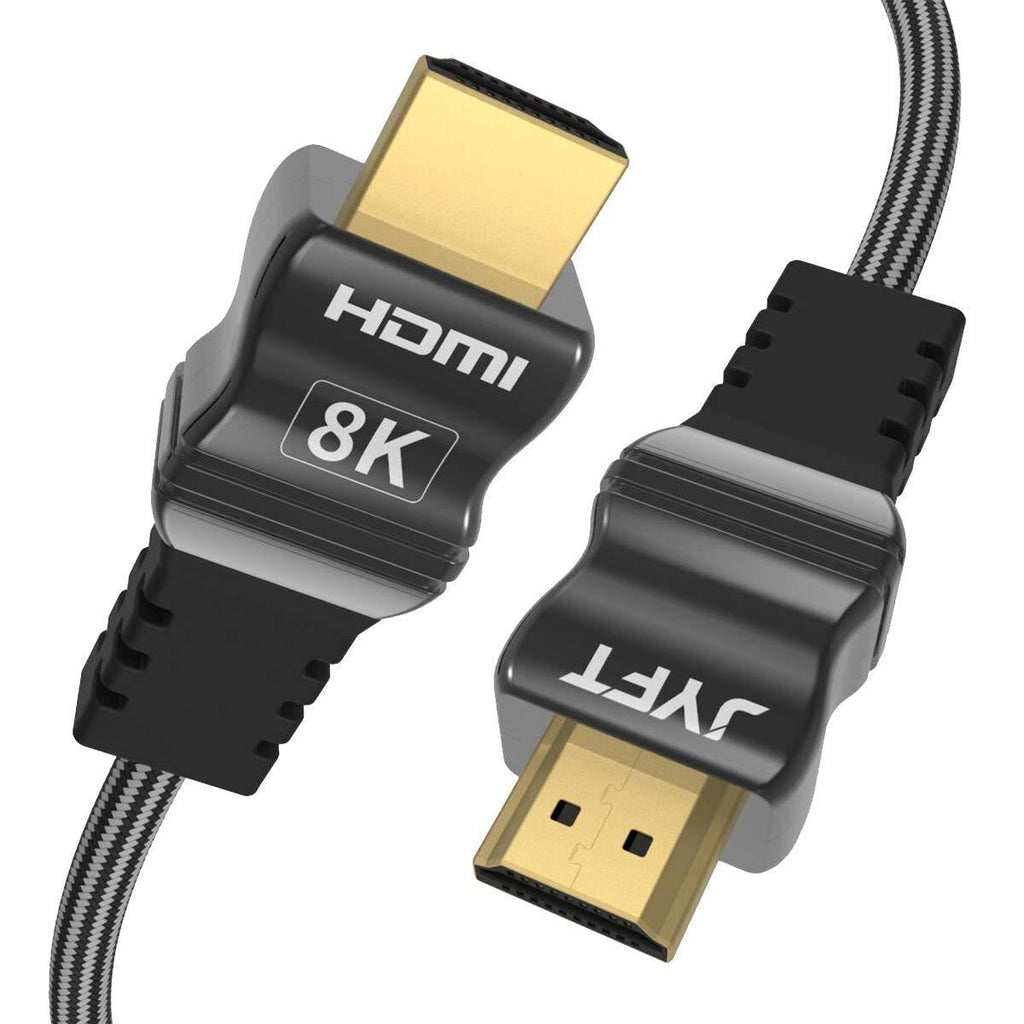 JYFT HDMI Cable 6Feet HDMI 2.1 with Braided Cord, Video 8K @ 120Hz Ultra HD(UHD), Ethernet & Audio Return, Support Apple TV, Xbox, PS3, PS4, HDTV 8K-6FT