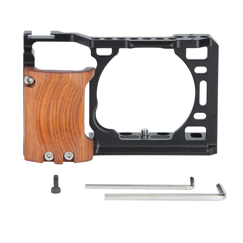 NICRYRIG Cage Kit for A6500 A6400 Sony Mirrorless Camera, with Wooden Handle Grip M2.5 Screw - 110