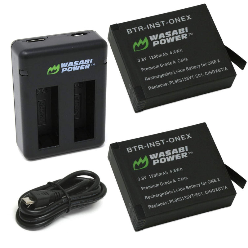 Wasabi Power Battery (2-Pack) and Dual USB Charger Compatible with Insta360 ONE X