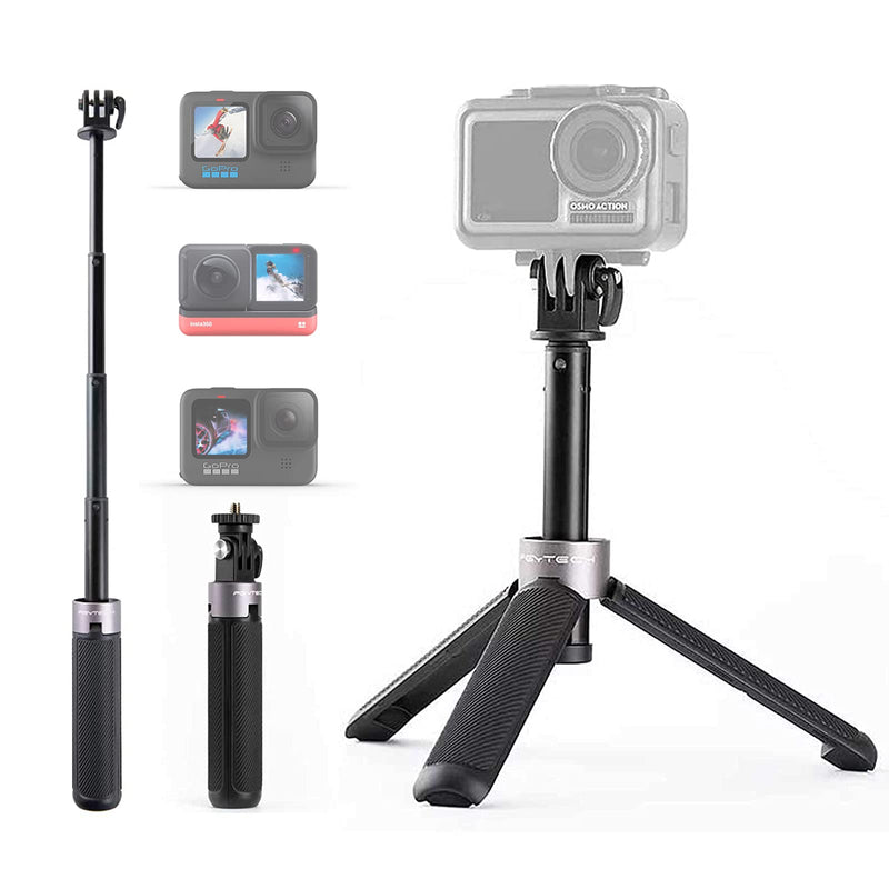 PGYTECH Action Camera Extension Pole Tripod/Selfie Stick Mini Compatible with GoPro10 9 8 7 Insta360 ONE R OSMO Action Camera 1/4 Thread Port for Expansion Accessories, 14.5-40cm