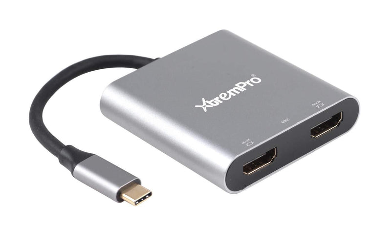 XtremPro UC-2HMMST ，USB Type-C Dual HDMI Adapter [Supports Up to Two 4K 30Hz Monitors, Compatible with Windows Systems Only