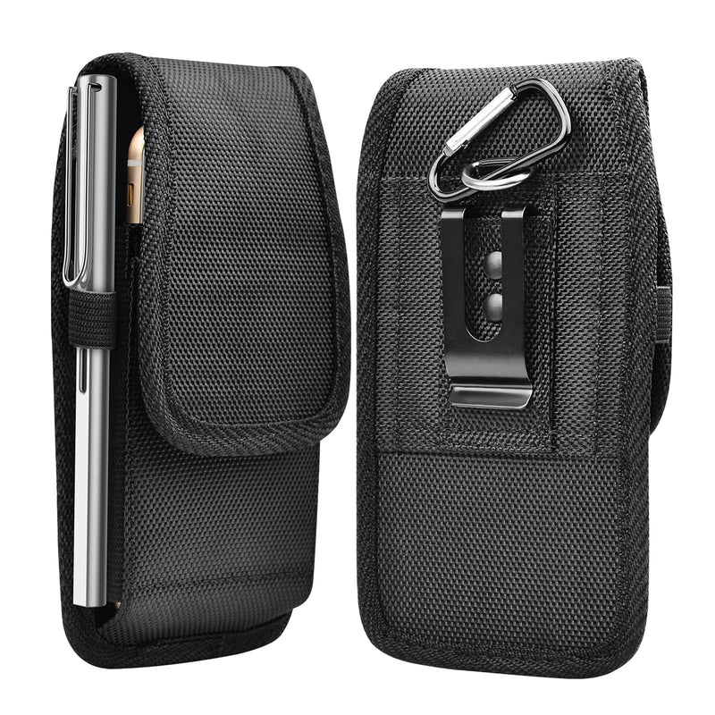 Njjex Cell Phone Holster for iPhone 12 Pro Max 11 XS XR 7 8+ Samsung Galaxy S21 Ultra S20 Plus S10 S9 Note 20 10+ A01 A11 A21 A51 A71 A02S A12 A32 A42 A52 Belt Clip Holster Phone Pouch Carrying Holder Black