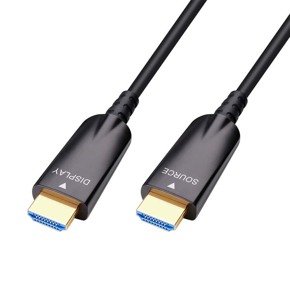 DTECH 50ft Fiber Optic HDMI Cable with 4K 30Hz and 1080p 60Hz HD Video 3D ARC HDCP CEC High Speed Supported (50 Feet, Black)