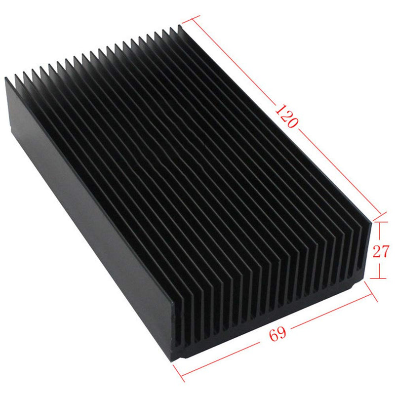 [AUSTRALIA] - tatoko Black Aluminum Heatsink, Aluminium Heat Diffusion Cooling Fin 120 x 69 x 27mm/ 4.72"(L) x 2.72"(W) x 1.06"(H) 