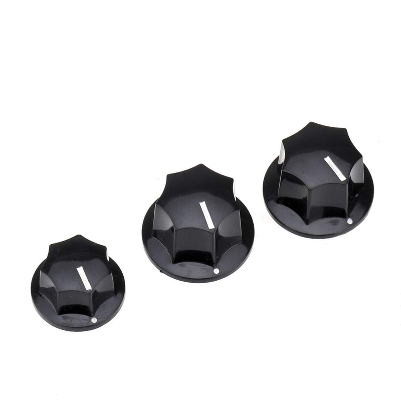 Musiclily Pro Inch Size Jazz Bass Knobs Set for USA CTS Pots Fender JB Style Bass, Black (Set of 3)