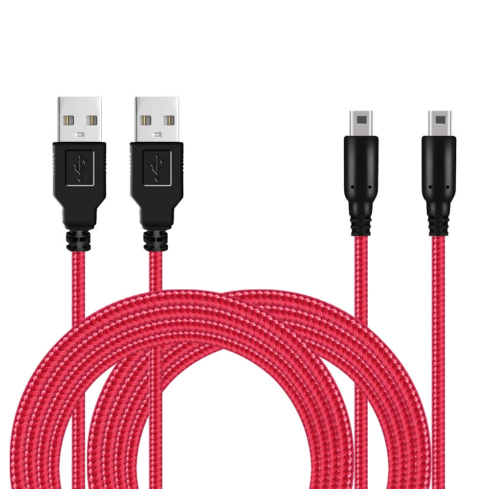2 Pack 5ft 3DS/ 2DS USB Charger Cable, Nylon Braided Power Charging Cord Cable Compatible with Nintendo New 3DS XL/New 3DS/ 3DS XL/ 3DS/ New 2DS XL/New 2DS/ 2DS XL/ 2DS/ DSi/DSi XL Red