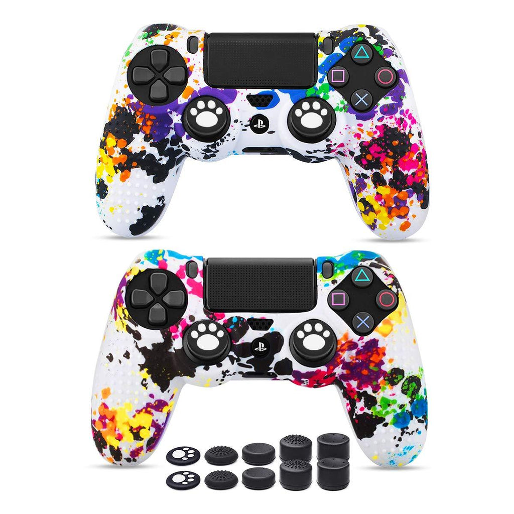6amLifestyle PS4 Controller Skin (Graffiti 2 Controller Skins + 10 Thumb Grips) Anti-Slip Silicone Cover Protector Case for DualShock 4 PS4 / PS4 Slim / PS4 Pro Controller 01W-Graffiti