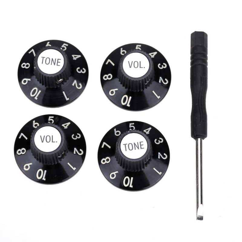 Musiclily Pro Inch Size Guitar Witch Hat Knobs 2 Tone 2 Volume Set for 72 Telecaster Custom Eletric Guitar or Amplifiers,Black