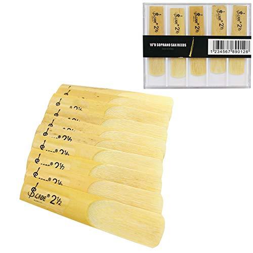 YiPaiSi 10 Pack Alto Sax Reeds Bb, Saxophone Reeds, Tenor Saxophone Reeds, Soprano Sax Reeds, Soprano Saxophone Sax Reeds, bB Bamboo Reeds Music Gift For Strength 2.5, 2-1/2