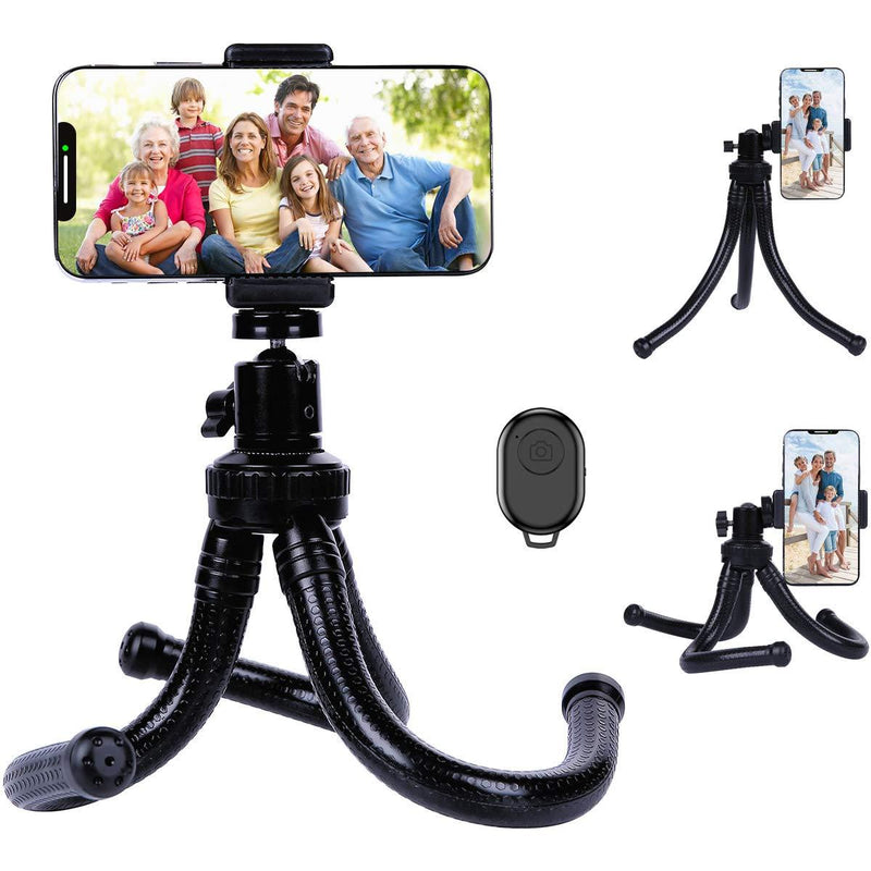 Flexible Phone Tripod, Outdoor Travel GoPro Tripod with Bluetooth Remote, Flexible Wrappable Smartphone Mini Stand for iPhone 12 11 Pro X Xs Max 8 7 Plus, Samsung S20 S10 S9 S8 Android DSLR Camera
