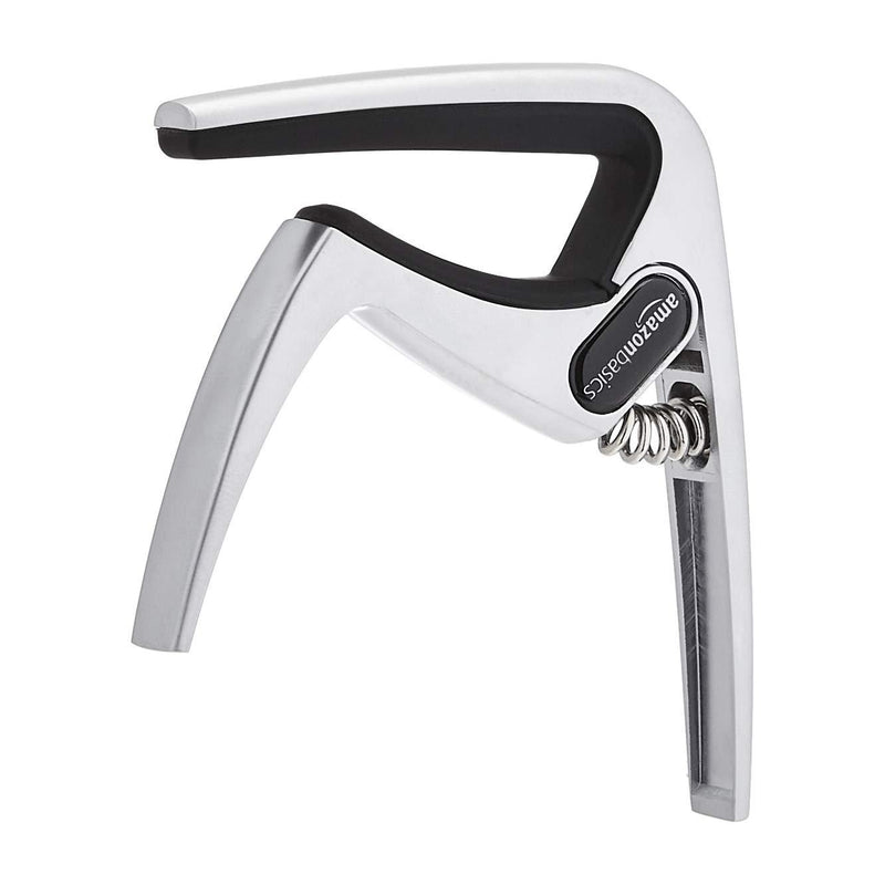 AmazonBasics Zinc Alloy Guitar Capo for Acoustic and Electric Guitar, Silver, 3-Pack