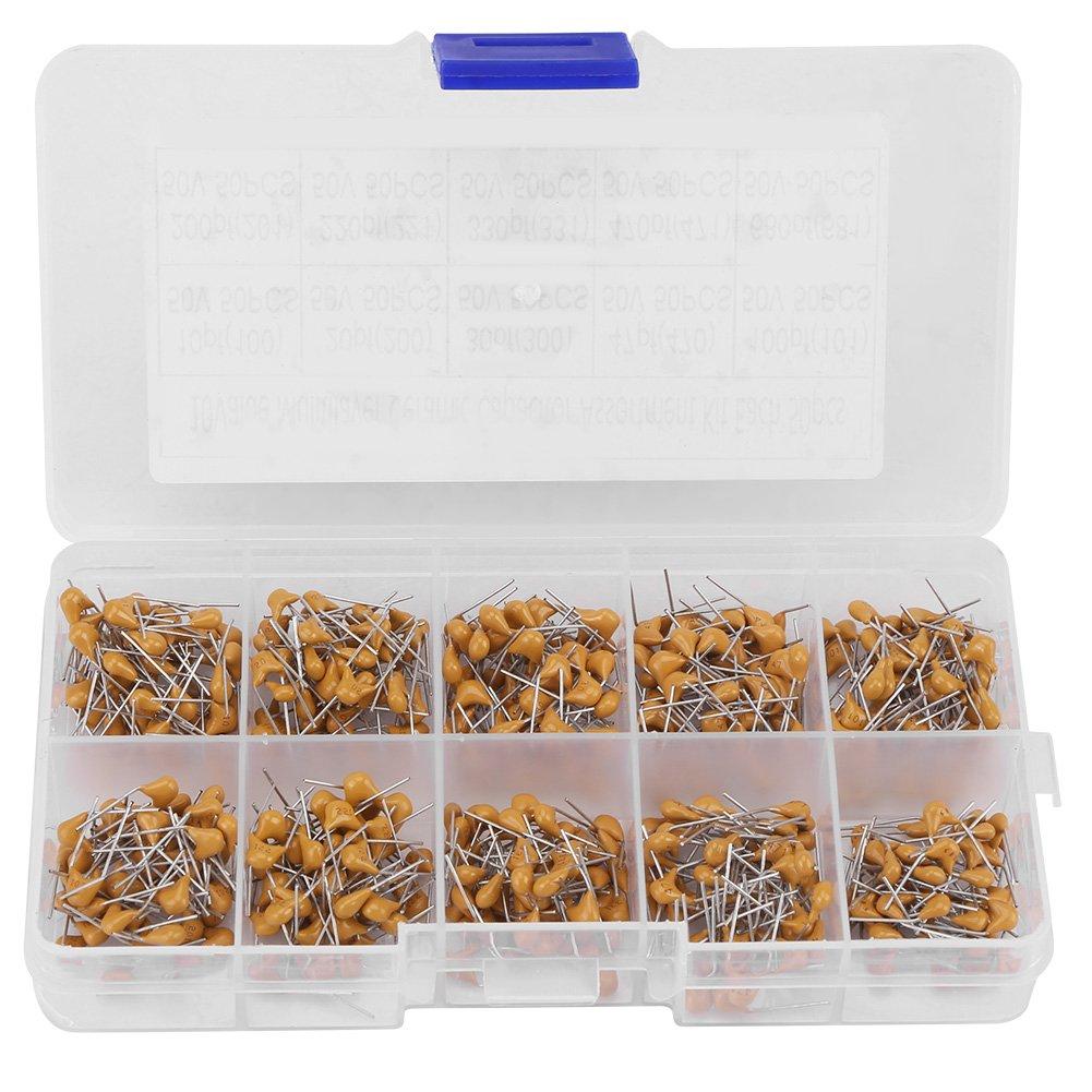 10 Values 50V 10PF-680PF Monolithic Ceramic Capacitor Assorted Kit Transparent Box Industrial Electrical Passive Components 500Pcs