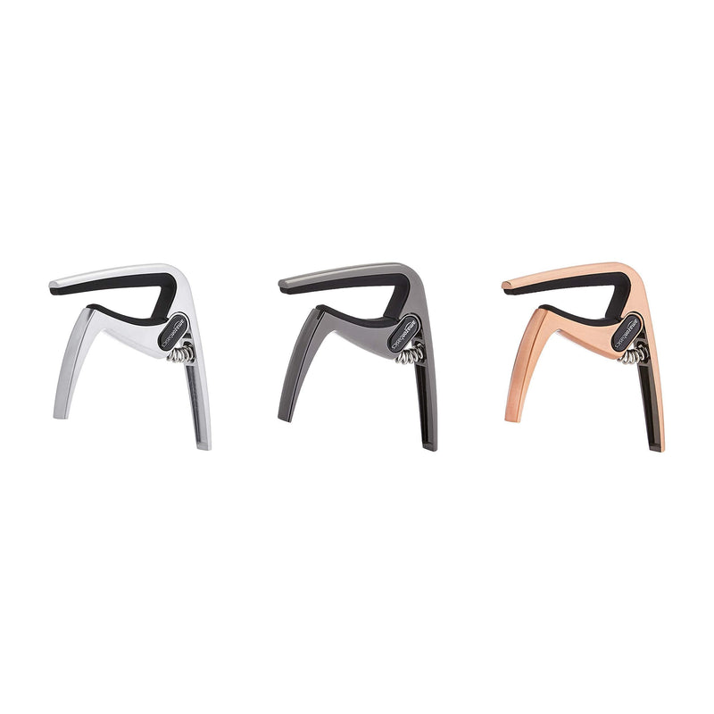AmazonBasics Zinc Alloy Guitar Capo for Acoustic and Electric Guitar, Black, Silver, Copper, 3-Pack black+silver+copper 1