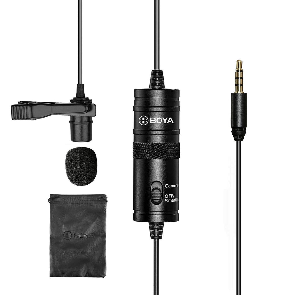 Lavalier Microphone, BOYA by-M1 Omnidirectional Condenser Clip-on Lapel Mic Compatible with iPhone 11 X 8 Android Smartphone Canon Nikon Sony DSLR Cameras Recorder Vlog Facebook Live YouTube Podcast