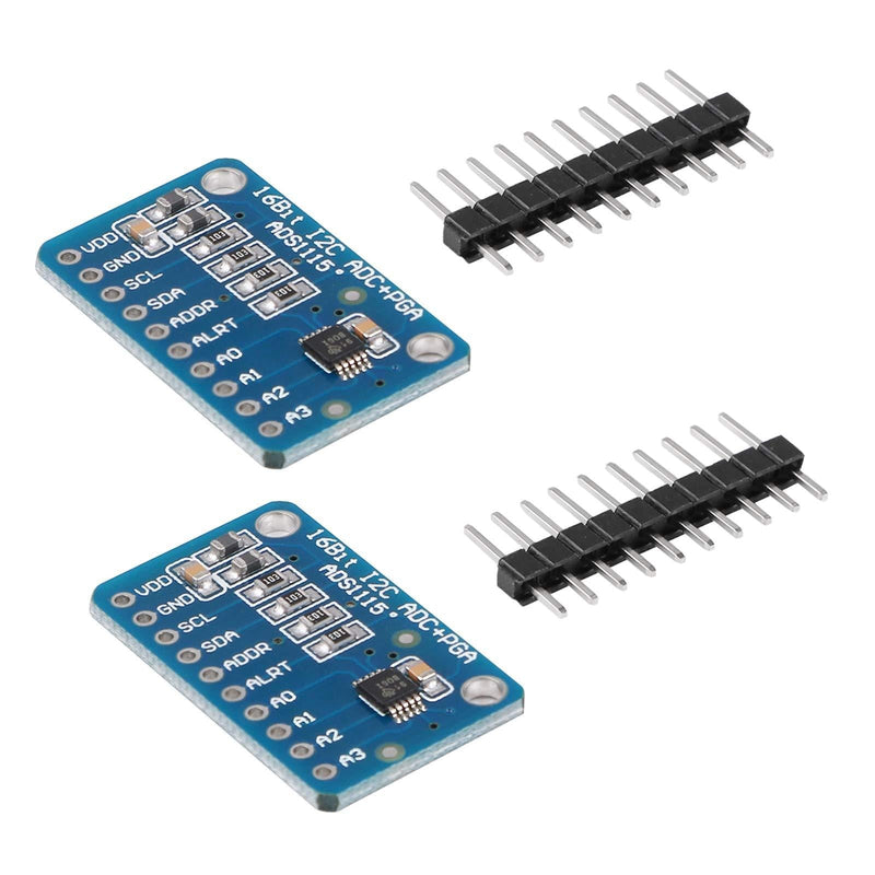 2pcs ADS1115 16 Bits 4 Channel Analog-to-Digital ADC PGA Converter with Programmable Gain Amplifier High Prcision I2C IIC 2.0V to 5.5V Bits ADC Converter Development Board for Ar duino and Raspberry