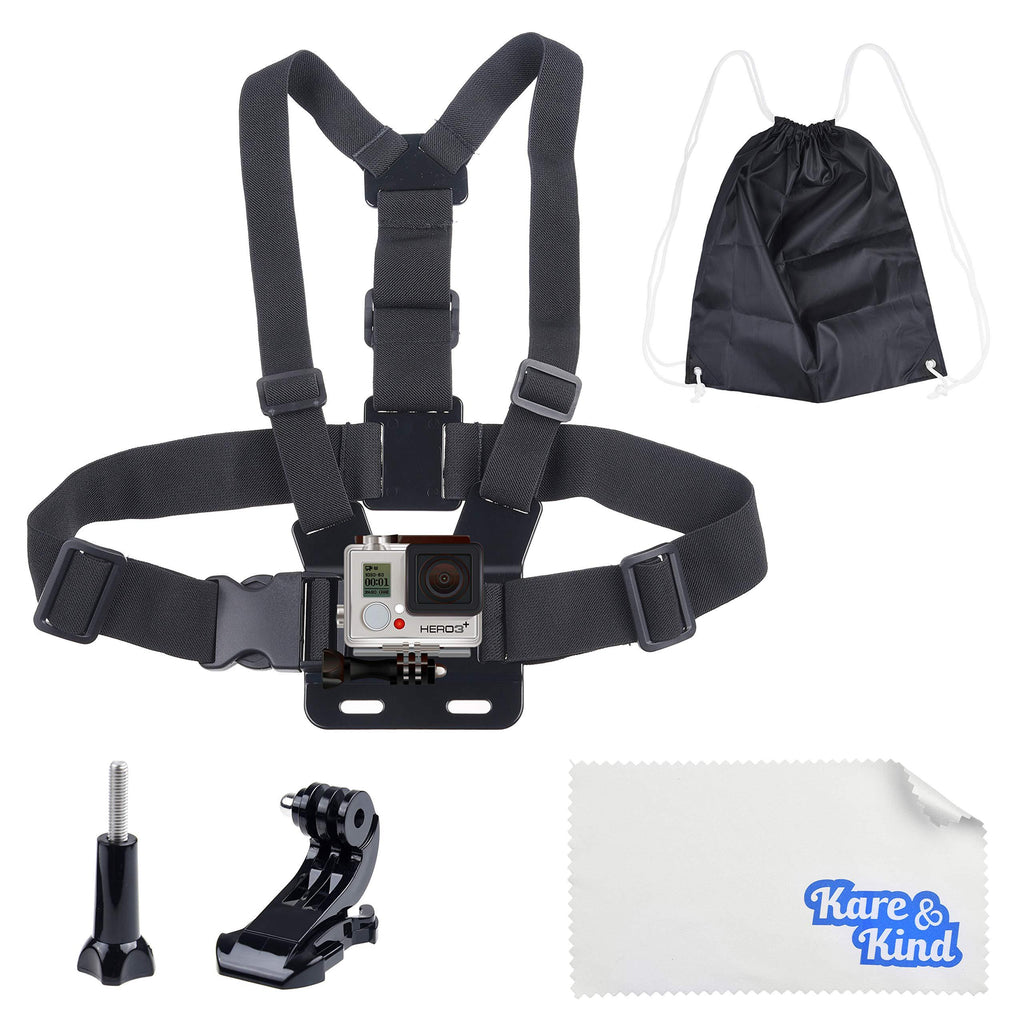 Kare & Kind Chest Mount Harness Compatible with GoPro Hero7, 6, 5, 4, Hero Session, Black, Silver, Hero+, LCD, Hero3+, 3, 2, 1, DJI OSMO Action - Adjustable Chest Strap - for Action Sports and Outdoor