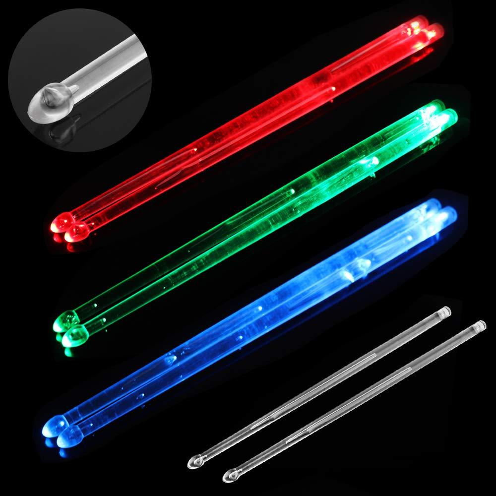 YiPaiSi Bright LED Light Up Drumsticks, 5A Drumsticks Light LED, Light Up Drumsticks, Glow in The Dark Night light Drum Sticks for Young & Old (Red)