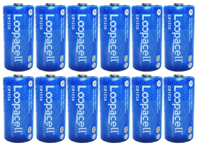 Loopacell CR123A 123A 3V Lithium Batteries x 12