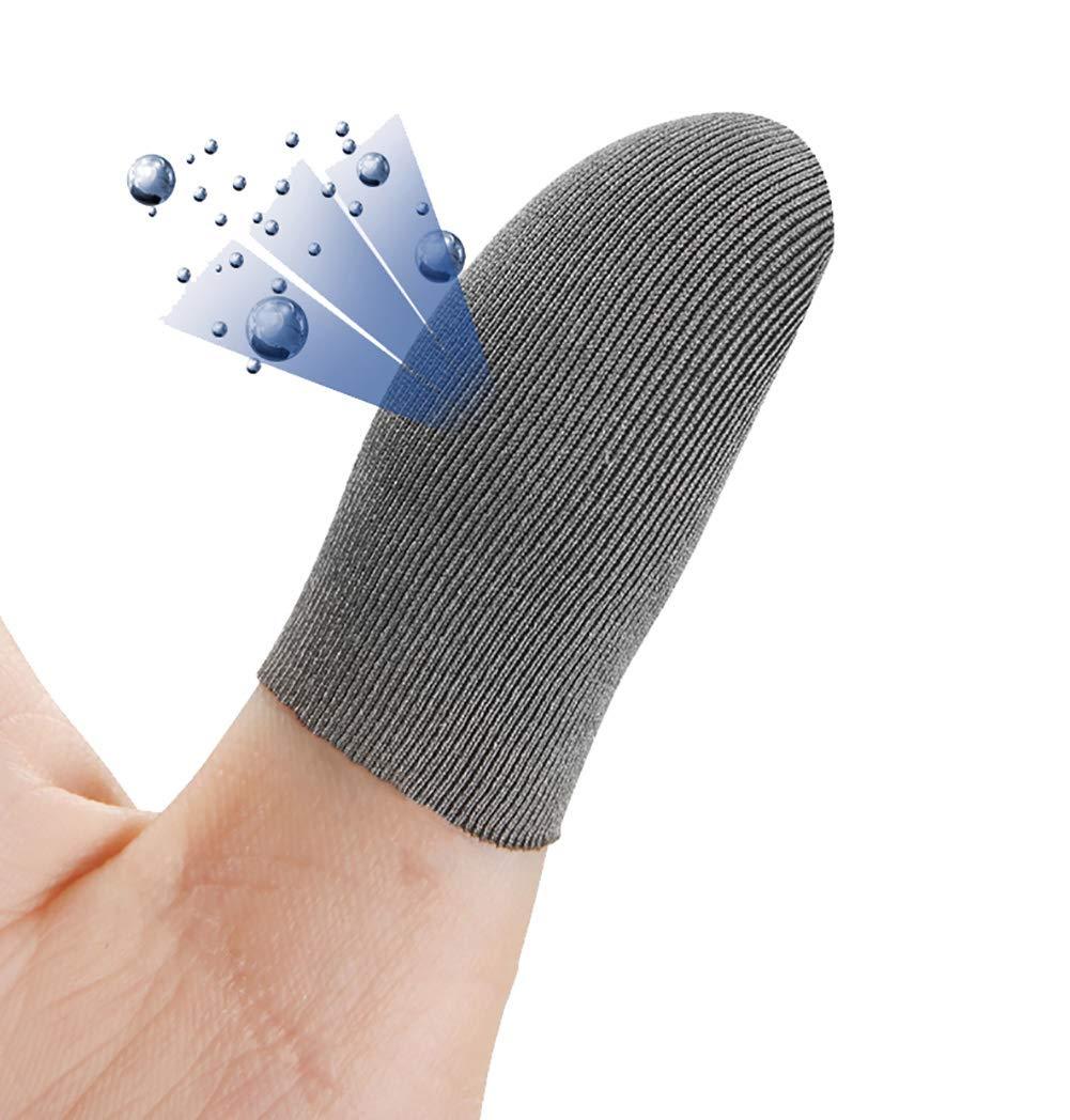 Silver Fiber 100%, 0.01"(0.5mm) Ultra-Thin, PUBG Mobile Finger Sleeve Anti-Sweat Breathable for High-Ranking Players Mobile Game Streamer iPhone/iPad/Android Size: M(6P)