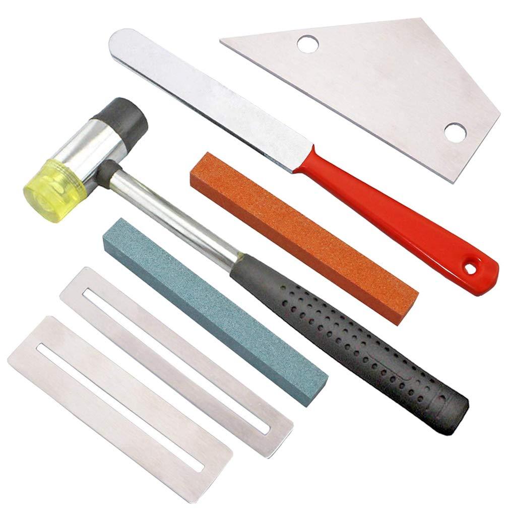 Guitar Tools Kit Included Fret Rubber Hammer Tool Kit Guitar Fret Crowning Luthier File Stainless Steel Fret Rocker Fingerboard Guards Protectors and Grinding Stone
