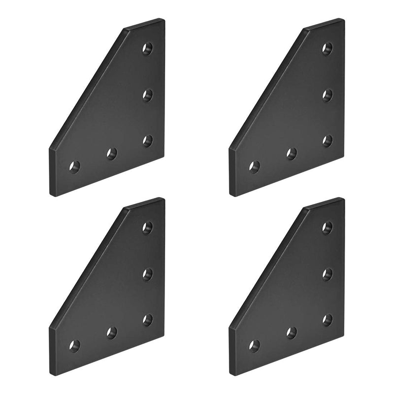 [AUSTRALIA] - uxcell L Shape Outside Joining Plate, 60mm x 60mm x 4mm with 5-Hole Joint Bracket for 2020 Aluminum Profile, 4 Pcs (Black) 