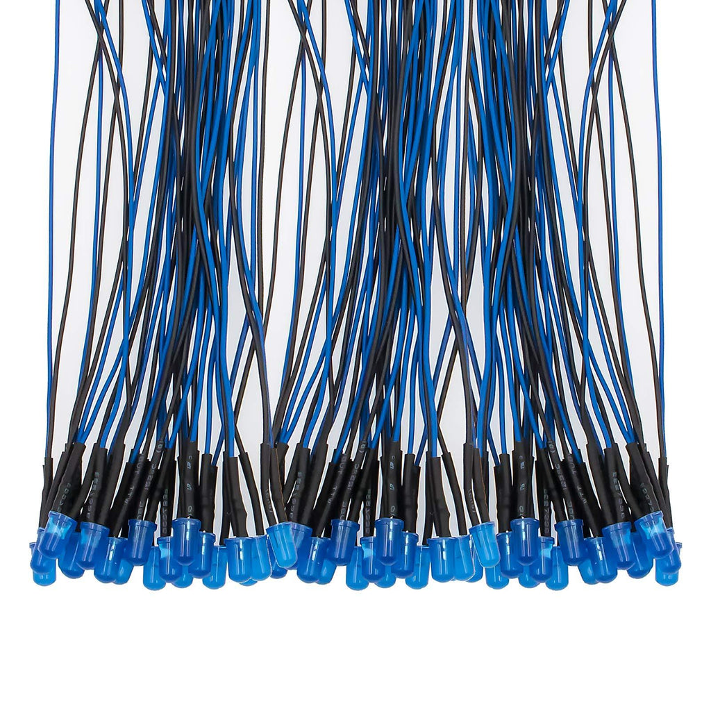 50pcs 12V Pre Wired 5mm LED Lights Emitting Diodes, Blue B:blue