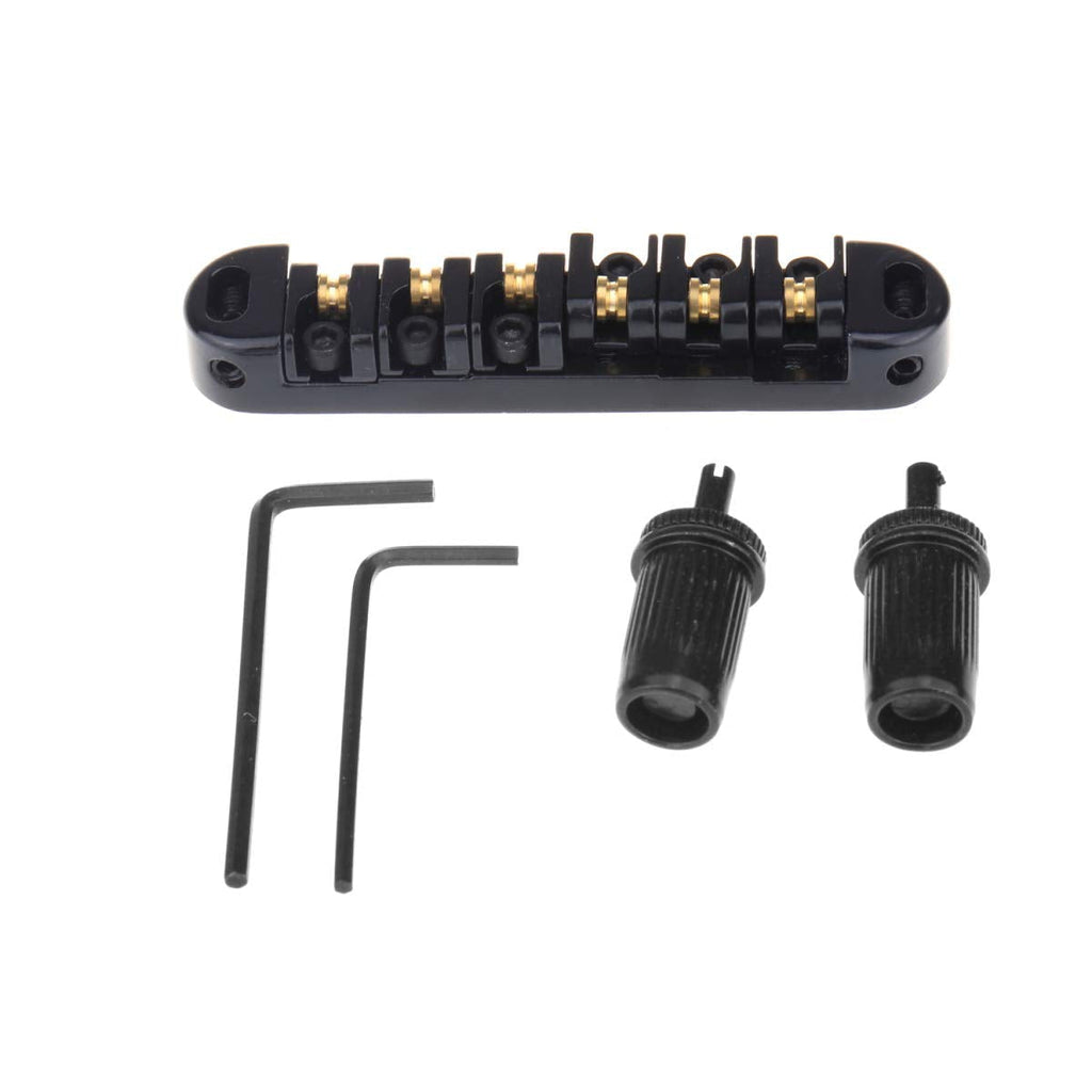 Musiclily Roller Locking Tune-o-matic Guitar Bridge Saddle for Epiphone Les Paul SG Electric Guitar,Black Black