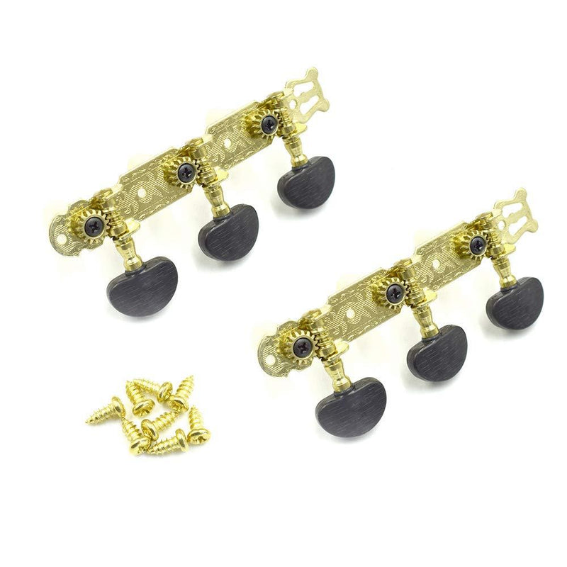 Timiy Classical Guitar Tuners Pegs Keys Machine Heads with Gold Plated Finish(3Left + 3right) 1 pair