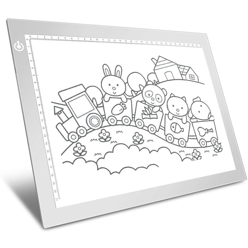 Silver A4 Dimmable LED Artcraft Light Box Tracer Slim Light Pad Portable Tablet, USB Power Cable Copy Drawing Board Tracing Table for Artists Designing, Animation, Sketching, Stenciling X-ray Viewing Silver