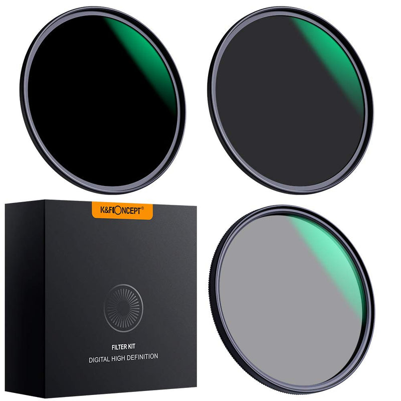 K&F Concept 62mm Lens Filter Kit Neutral Density ND8 ND64 CPL Circular Polarizer Filter Set with 24 Multi-Layer Coatings for Camera Lens