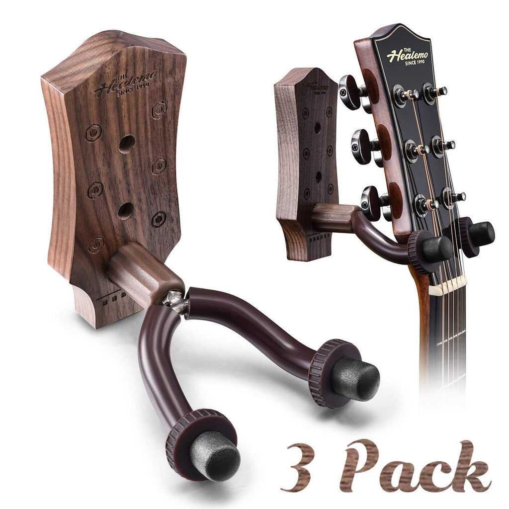 Guitar Wall Mount, Hard Wood Guitar Wall Hanger, Guitar Hook Stand Accessories for Acoustic Electric Bass Ukulele Guitar Holder (3 Pack)