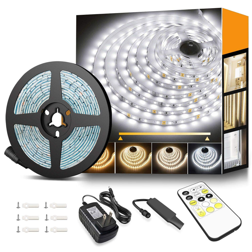 [AUSTRALIA] - Tunable White LED Strip Lights with RF Remote, 600 LEDs Vanity Lights 3000K-6500K White Lights for Mirrors, TVs, Under The Cabinets, Desks, 16.4ft LED Tape Light for Home, Kitchen, Christmas and More 