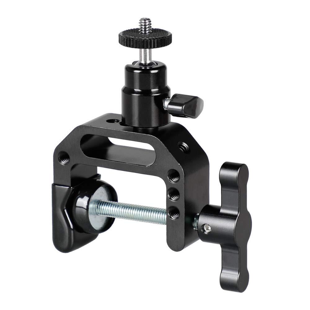 CAMVATE Heavy-Duty C Clamp Articulated 1/4"-20 Ball Head Support Holder (Black Locking Knob)