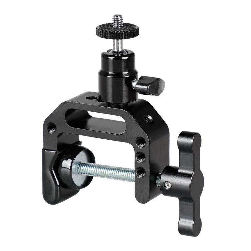 CAMVATE Heavy-Duty C Clamp Articulated 1/4"-20 Ball Head Support Holder (Black Locking Knob)