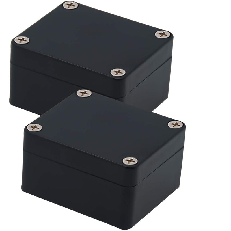 Zulkit Waterproof Plastic Project Box ABS IP65 Electrical Junction Box Enclosure Black 2.48 x 2.28 x 1.38 inch (63 x 58 x 35mm) (Pack of 2) 2.48" x 2.28'' x 1.38''(Pack of 2)